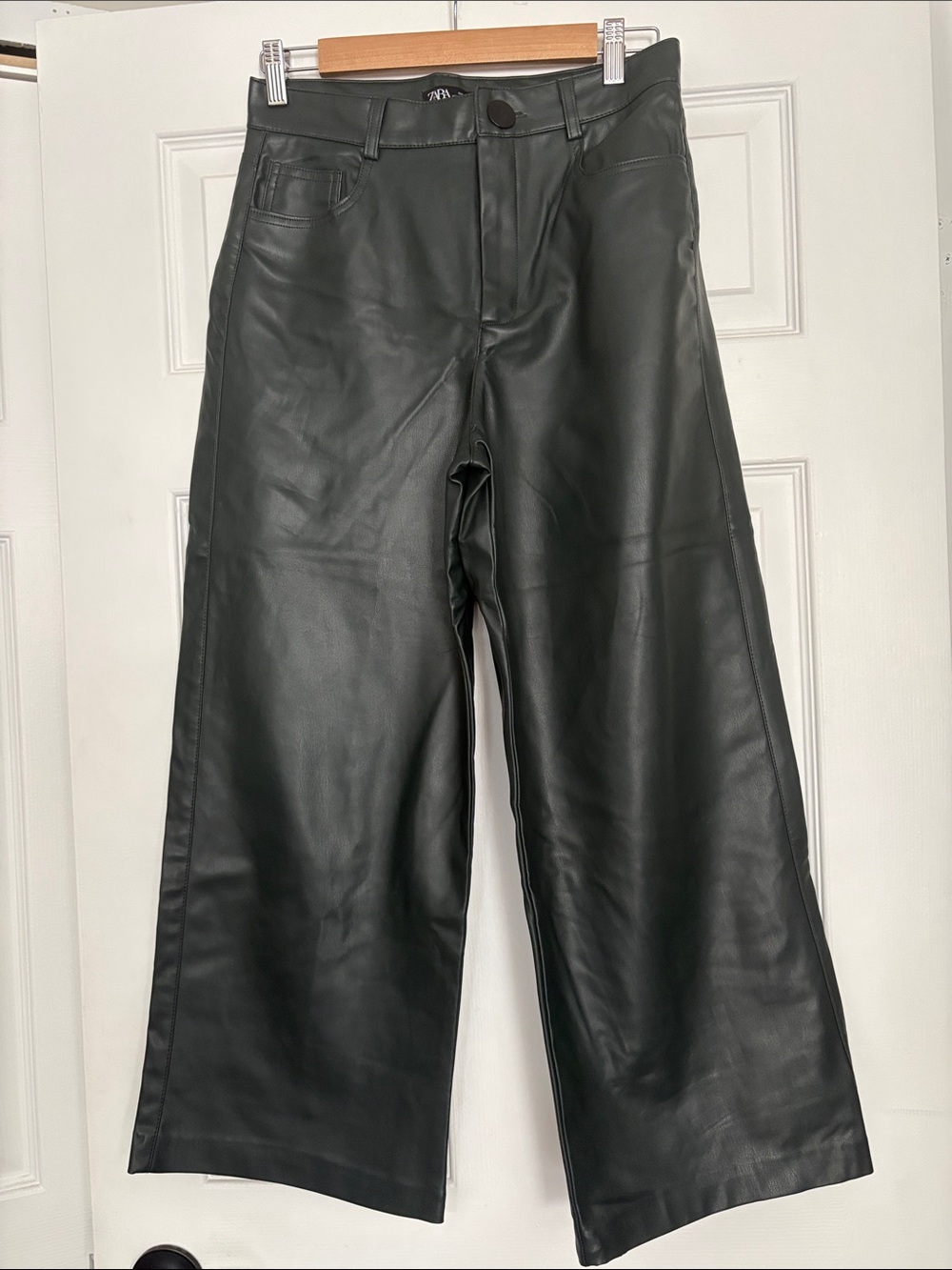 Zara Black Wide-Leg Faux Leather Trousers